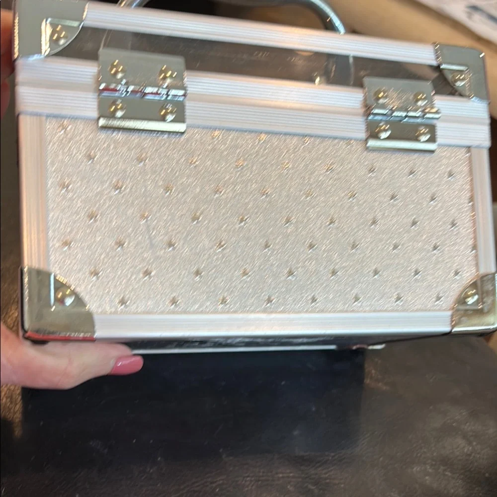 Silver and Clear Cosmetics Storage Box with Handle